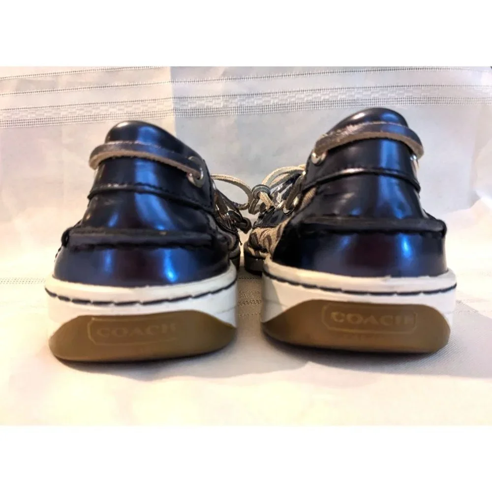 COACH Richelle Boat Shoes w/ Blue Monogram Logo and Gray Laces Size 8 ⛵ - Picture 5 of 7